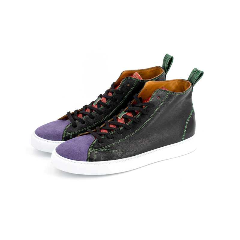 Men's high leather sneakers, ever so casual and handmade in Italy with the best leather 100% Made in Italy.