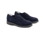 Francesina in Vitello Scamosciato Blu Navy con Suola Carrarmato